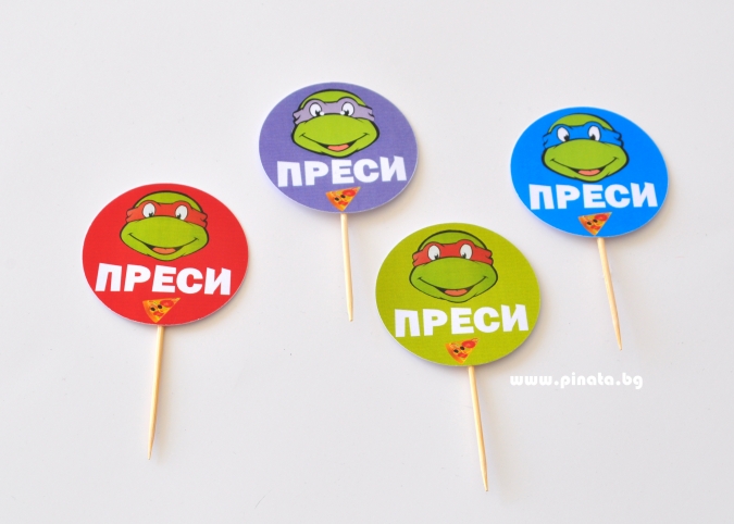 Топер за мъфини Костенурките Нинджа, 6 бр. в опаковка