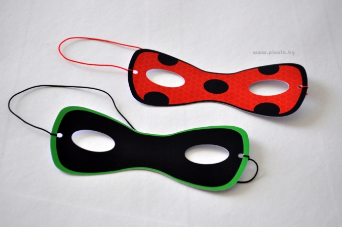 Парти маска Котарак от Калинката и Черния Котарак, 4 бр. в пакет