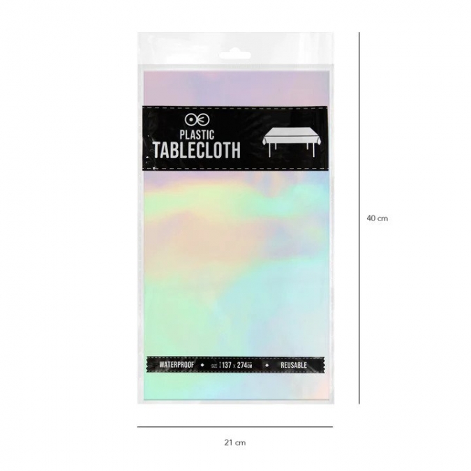 Покривка за еднократна употреба гланц, преливащи холограмни цветове, 137х274 см /Pp/