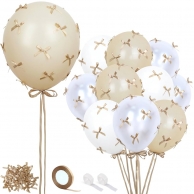 Комплект 41 бр. балони в лате, бяло и шампанско с панделки /Pe/