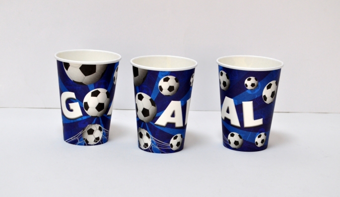 Хартиена парти чашка 270 мл Футбол, 10 бр опаковка /mb/