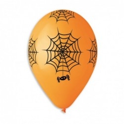 Балон с печат Паяци Хелоуин, 30 см, микс цветове, 6 бр опаковка