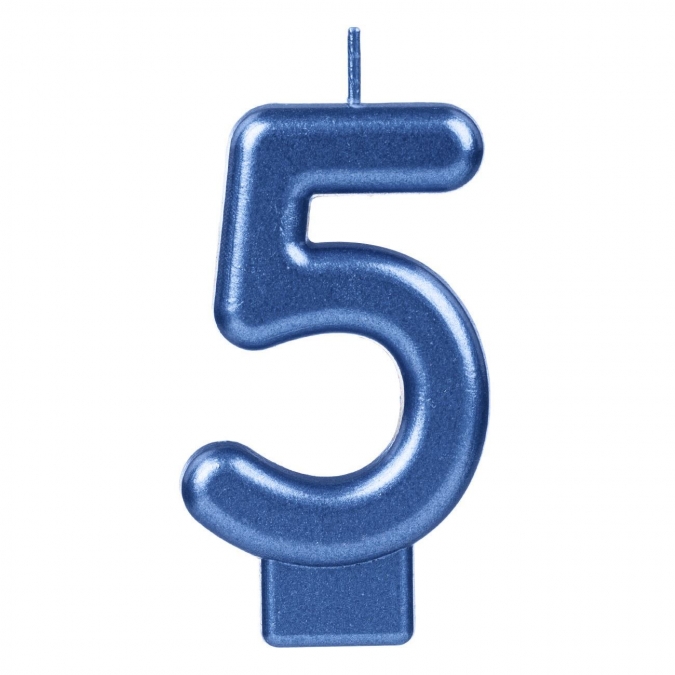 Свещичка цифра 9, цвят син металик /Mb/