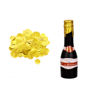 Малка бутилка шампанско с блестящи златни конфети /Km/