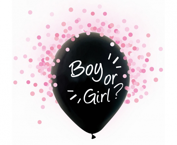Балон за разкриване пола на Бебето "Момче или Момиче" / "Boy or Girl?", 4бр., с вкл. розови конфети