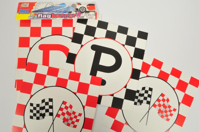 Банер гирлянд Спортни коли, кариран флаг, Happy Birthday, 2,5м. /Gx/