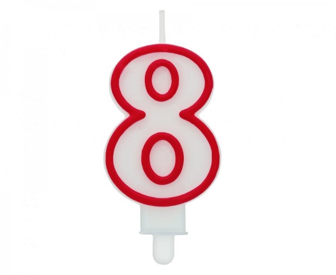 Свещичка цвят бяло и червено, цифра 4 /Gd/