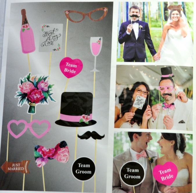 Пропсове за забавни снимки Младоженци, сватба 12 бр комплект /mb/