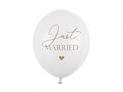 Комплект 6бр. балони Just Married, Сватба, младоженци /Pd/