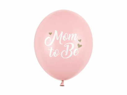 Комплект 6 бр. пастелни розови балони с надпис Mom to Be /Pd/