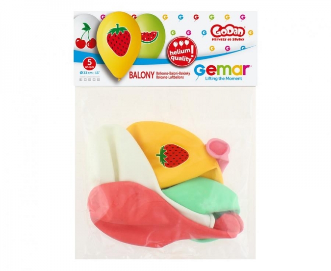 Комплект 6 бр. премиум балони Плодове / Fruits, микс пастелни цветове Belbal /Gd/