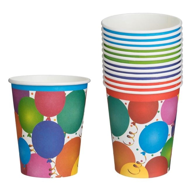 Хартиена парти чашка шарени балони, 10бр. в пакет /mb/