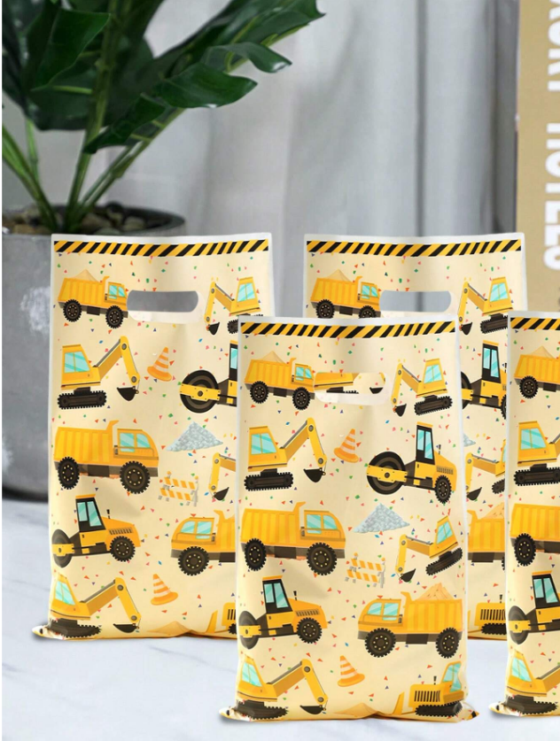 Подаръчни торбички, пликове за сладки Строителни машини,12х27см, 25 бр. в опаковка /Ch/