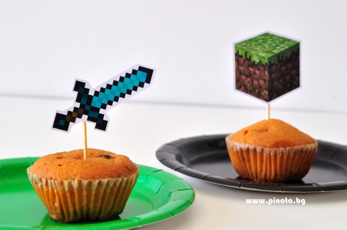 Топер за мъфини Майнкрафт, 6 бр. в опаковка